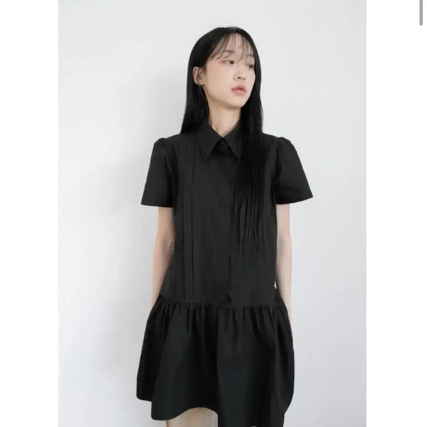 [BUNJANG] Omusuhi Half Pintuck Midi Dress Black / 오무수히 half pintuck midi onepiece 블랙