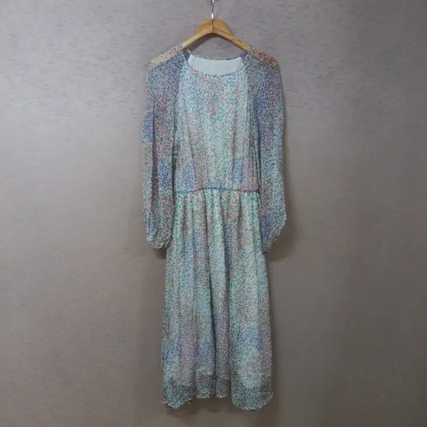 [BUNJANG] Silk Pattern Long Dress with Waist Banding / B7-13/허리밴딩 실크 패턴 롱원피스 여성