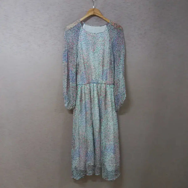 [BUNJANG] Silk Pattern Long Dress with Waist Banding / B7-13/허리밴딩 실크 패턴 롱원피스 여성
