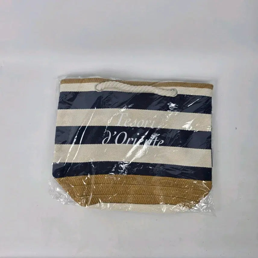 [BUNJANG] Navy Rattan Stripe Eco Bag / 새상품 네이비 라탄 스트라이프 에코백 260713