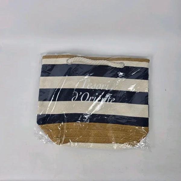 [BUNJANG] Navy Rattan Stripe Eco Bag / 새상품 네이비 라탄 스트라이프 에코백 260713