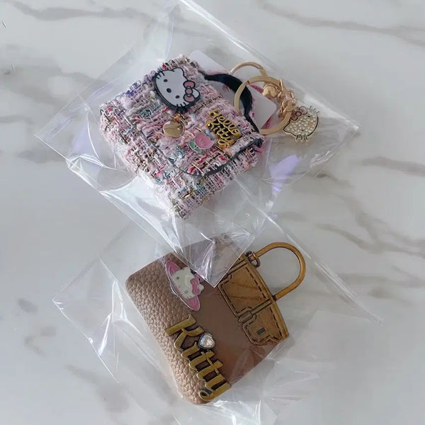 [BUNJANG] Hello Kitty Tweed Mini Bag & Kitty Bag Keyring Set / 헬로키티 트위드 미니백 키티 가방 키링 2종 세트
