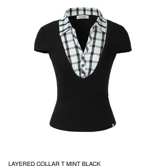 [BUNJANG] Mireco Layered Collar T Mint Black / 미레코 레이어드 LAYERED COLLAR T MINT BLACK