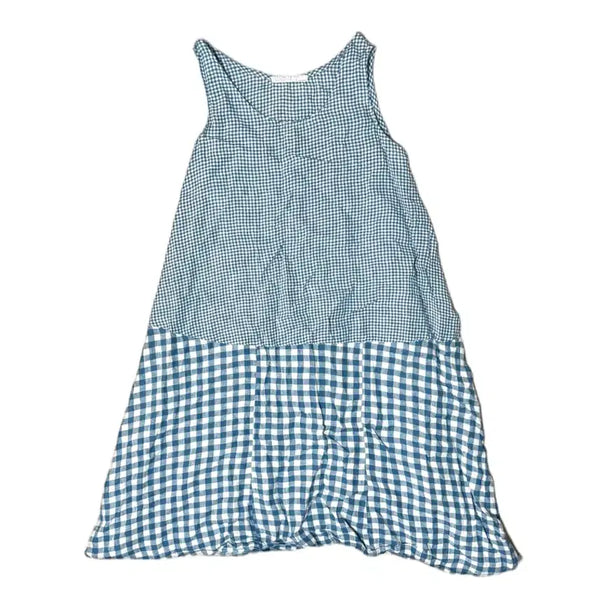 [BUNJANG] Checkered Linen Sleeveless Dress (Blue) / 체크패턴 린넨 슬리브리스 원피스 (blue)