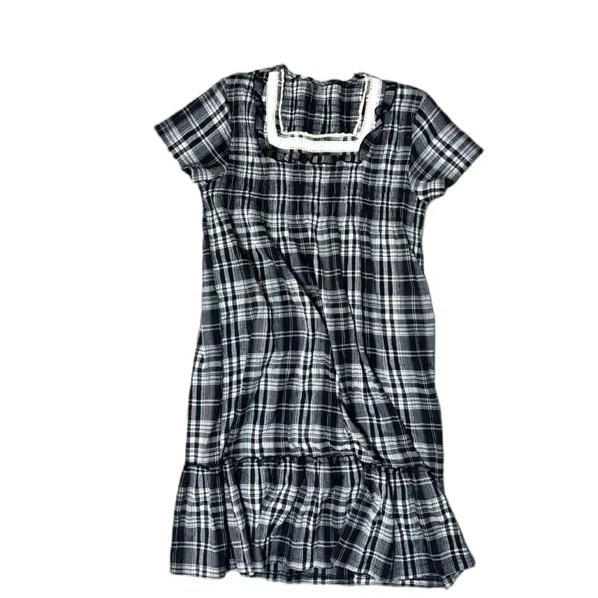 [BUNJANG] Vintage Checkered Pattern Dress (Black) / 체크패턴 빈티지 원피스 (black)