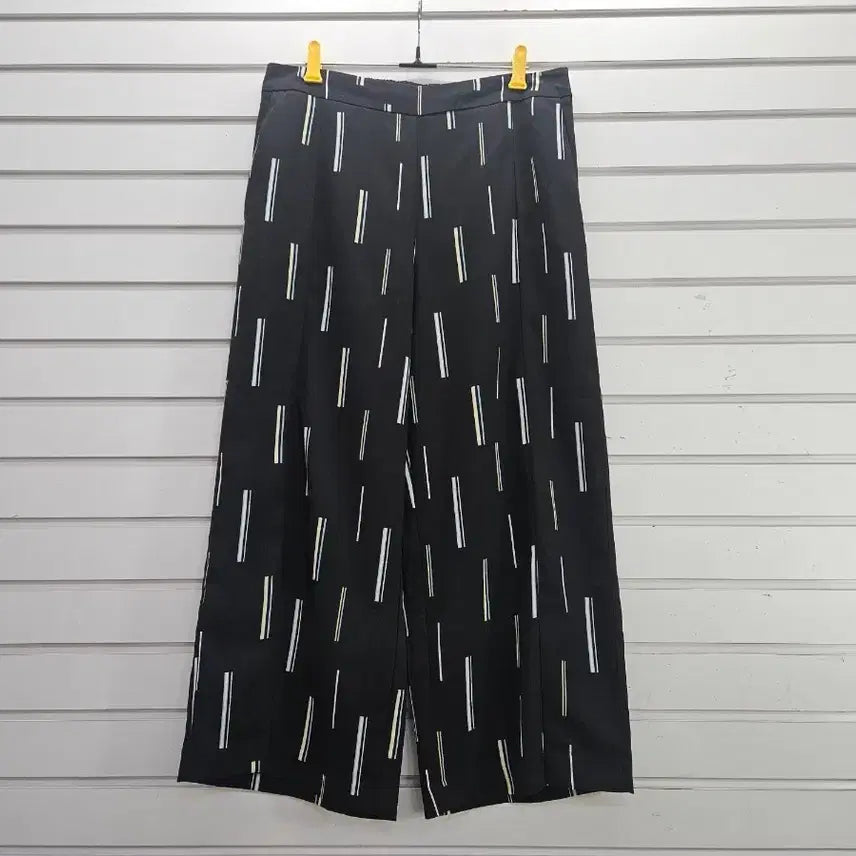 [BUNJANG] Black Pattern Wide Summer Banding Pants (Size 88) / 블랙  패턴무늬  와이드 여름밴딩바지 88/보물찾기천사