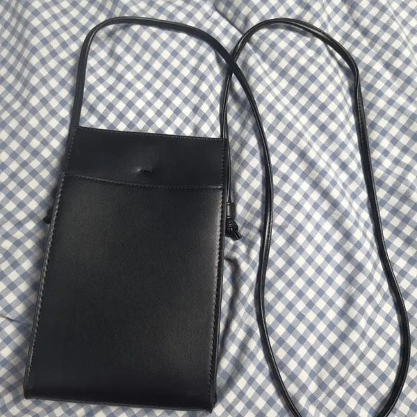 [BUNJANG] Black Leather Mini Crossbody Bag / 일본구입 가죽 검정 크로스백