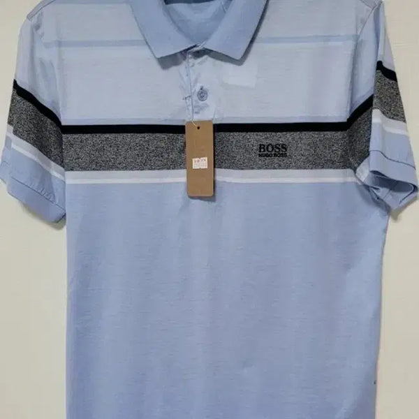 [BUNJANG] Hugo Boss Men's Striped Short Sleeve Polo Shirt - Blue, Size M / [새상품]휴고보스 남성 반팔 카라티 M 사이즈 블루