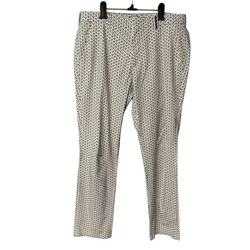 [BUNJANG] Wide Angle Golf Pattern White Slacks Pants / 34 와이드앵글 골프 패턴 화이트 슬랙스 팬츠