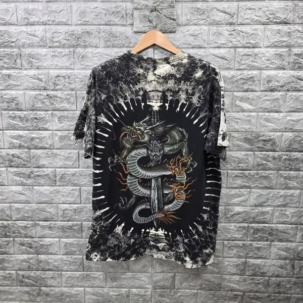 [BUNJANG] Dragon Print Short Sleeve T-Shirt (Size 105) / 타투 그래픽 드래곤 프린트 반팔 티셔츠  사이즈 105