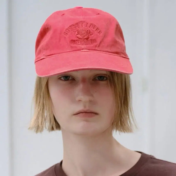 [BUNJANG] RAIVE Sunset Lover Logo Ball Cap Red / 레이브 RAIVE Sunset Lover Logo Ball Cap 레드