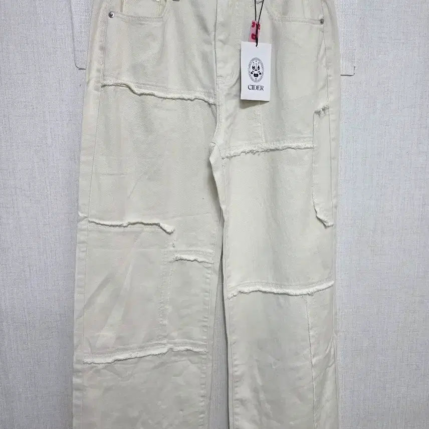 [BUNJANG] CIDER Ivory Patchwork Denim Pants / CIDER 아이보리 데님 팬츠