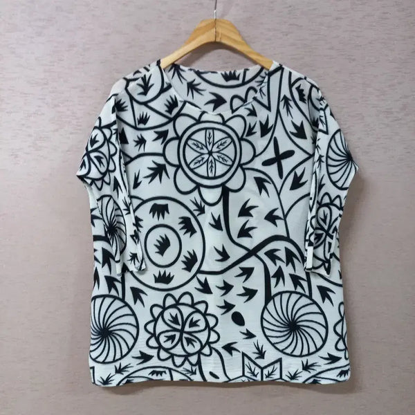 [BUNJANG] Pattern Pleated T-Shirt / B7-13/패턴 플리츠 티셔츠 여성