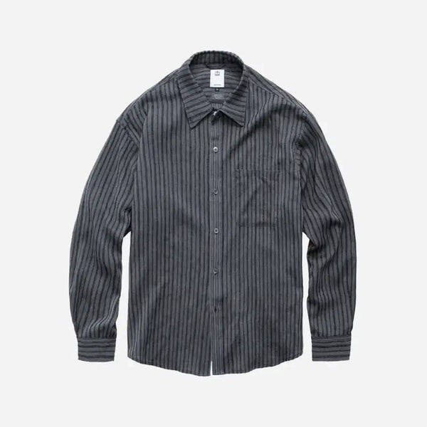 [BUNJANG] Polytelung Loose Stripe Shirt Charcoal / [2] 폴리테루 루즈드 스트라이프 셔츠 차콜