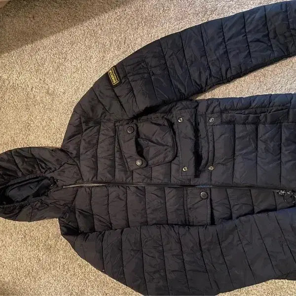 [BUNJANG] Barbour Navy Hooded Quilted Jacket Men's / Navy Barbour Hooded Quilted Jacket