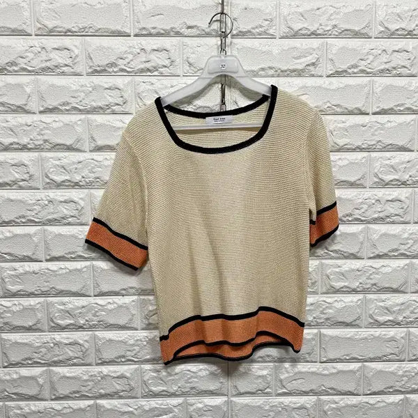 [BUNJANG] Short Sleeve Knit T-Shirt / 2527) 반팔 니트티셔츠