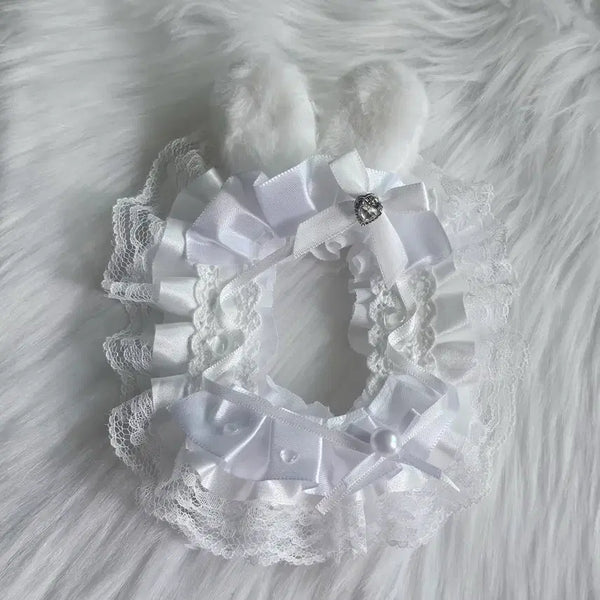 [BUNJANG] White Rabbit Ribbon Balletcore Pearl Idol Photocard Toploader Deco / 레이스탑꾸 화이트 토끼 리본 발레코어 진주 탑로더 꾸미기 아이돌 포토카드