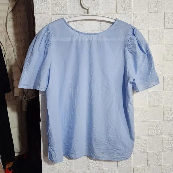 [BUNJANG] Sky Blue Puff Sleeve Blouse / 하늘색 퍼프 블라우스.중고A급
