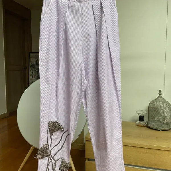 [BUNJANG] ANOUKI Lilac Stripe Pants / ANOUKI 라일락 스트라이프 팬츠