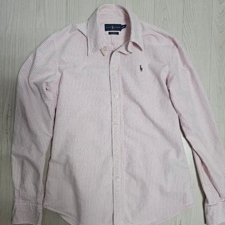 [BUNJANG] Polo Ralph Lauren Women's Pink Stripe Shirt / 폴로 랄프로렌 여성 핑크 스트라이프 셔츠