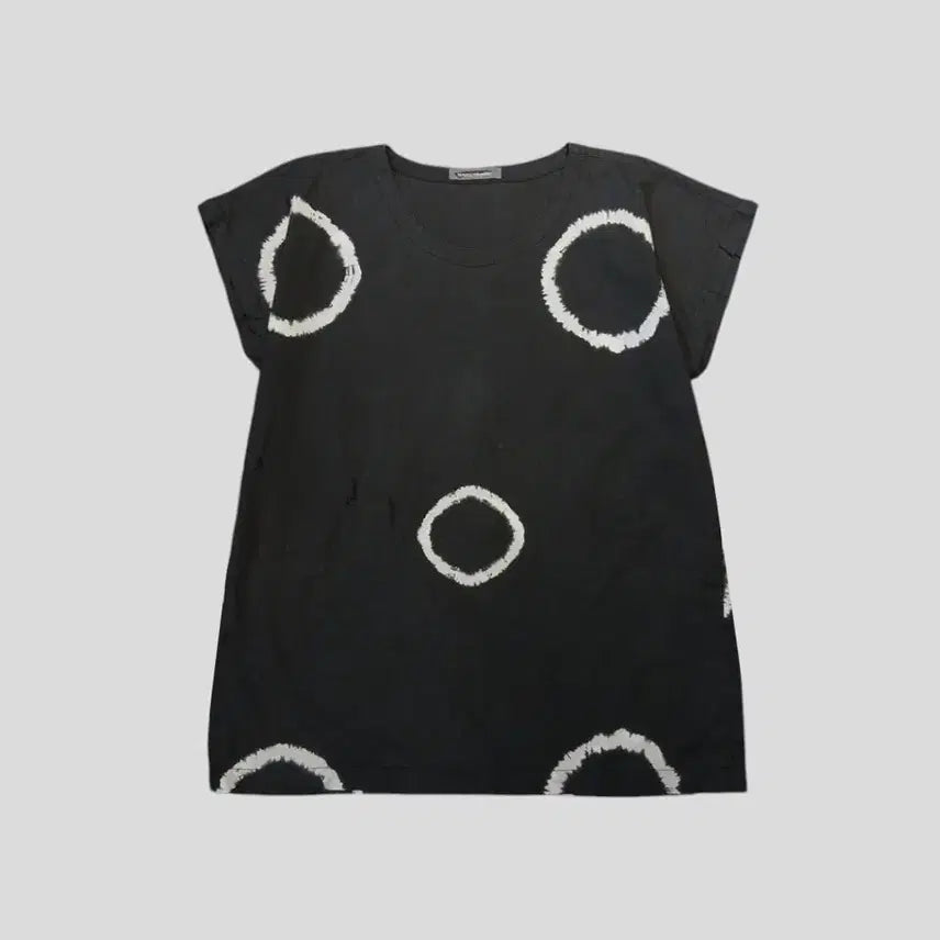 [BUNJANG] Issey Miyake 80s Japanese Pigment Round Ring Cotton Sleeveless Top / 이세이미야케 80s JP 피그먼트 차콜 화이트 라운드 링 코튼 슬리브리스