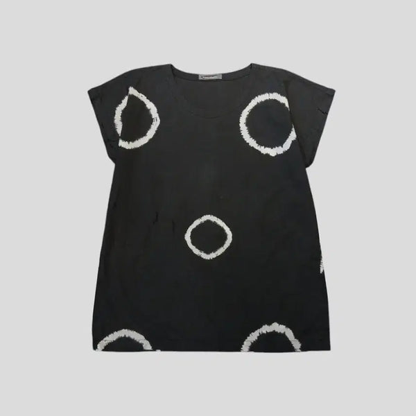 [BUNJANG] Issey Miyake 80s Japanese Pigment Round Ring Cotton Sleeveless Top / 이세이미야케 80s JP 피그먼트 차콜 화이트 라운드 링 코튼 슬리브리스