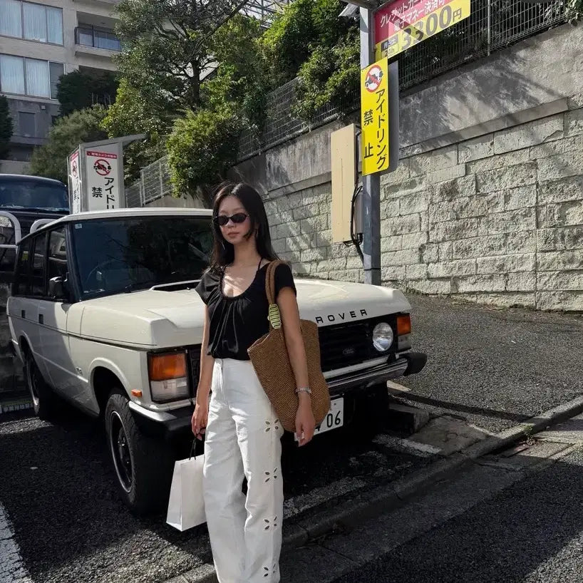 [BUNJANG] Parfait Breeze Black Shirring Blouse / 파르벵 브리즈