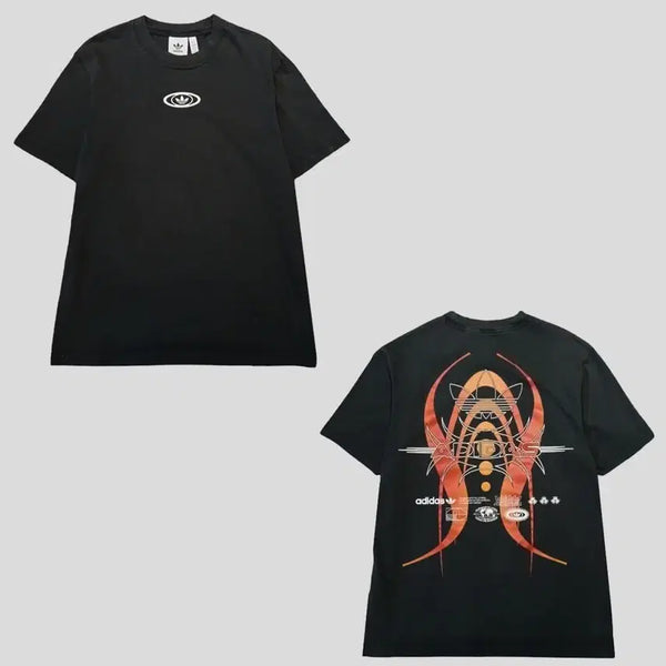 [BUNJANG] Adidas Pigment Black Graphic Back Print Cotton Short Sleeve T-Shirt L / 아디다스 피그먼트 블랙 그래픽 백프린팅 코튼 반팔 티셔츠 L