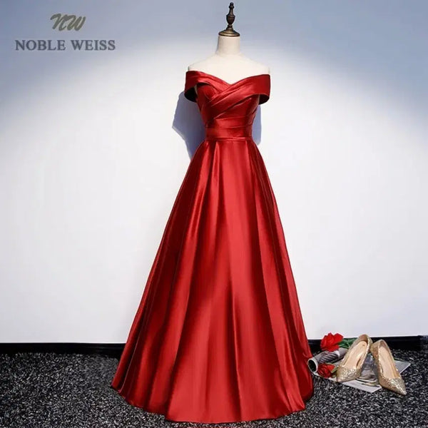 [BUNJANG] NOBLE WEISS Red Off-Shoulder Long Dress / NOBLE WEISS 레드 오프숄더 롱 드레스