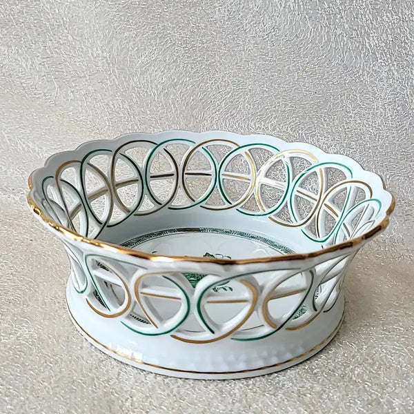 [BUNJANG] Herend Green Apollo Reticulated Basket / 헤렌드 그린아포니 투각 바스켓
