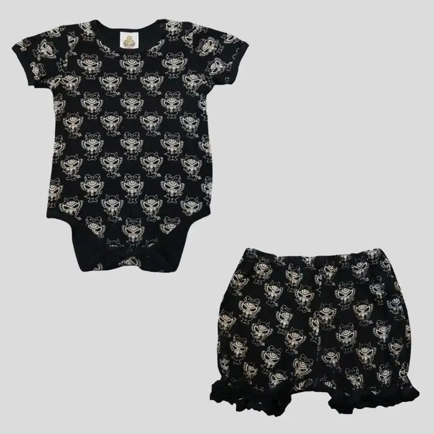 [BUNJANG] Hysteric Glamour Mini JP Devil Character Pattern Top & Bottom Set / 히스테릭글래머 히스테릭미니 JP 키즈아동 블랙 화이트 데빌 캐릭터 패턴