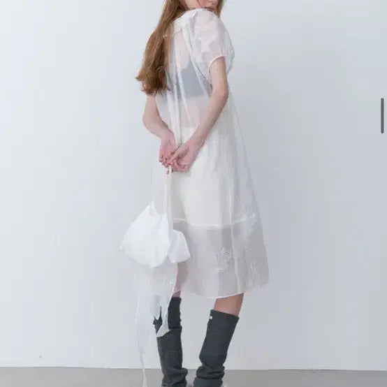 [BUNJANG] Soonsu Drawing Organza Dress / soonsu 드로잉 오간자 원피스
