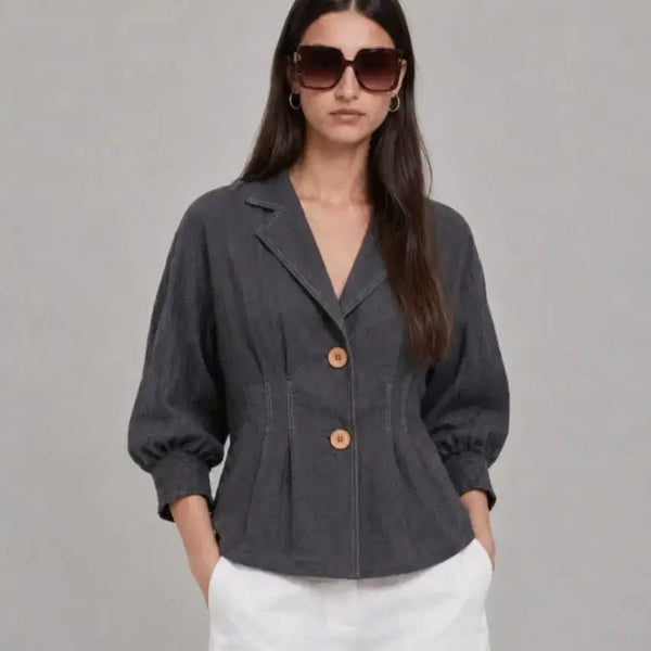 [BUNJANG] Maje Peplum Jacket Deep Brown Size 1 / 마쥬 페플럼 자켓 1사이즈