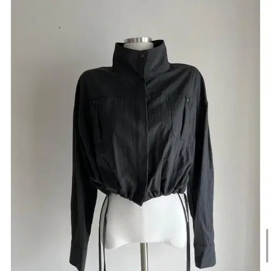 [BUNJANG] High-Neck String Blouse / 하이넥 스트링 야상블라우스
