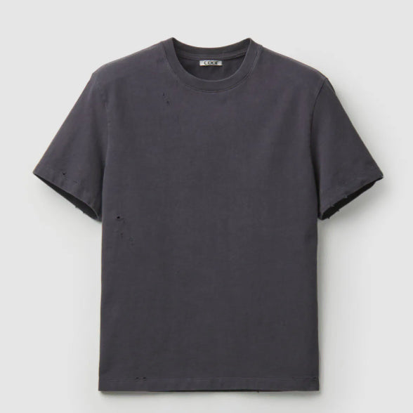 [BUNJANG] COOR Low Cut Distressed T-Shirt / 쿠어 로우컷 데미지 티셔츠