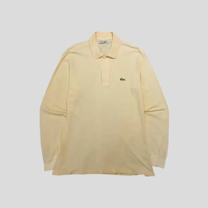 [BUNJANG] Lacoste Croc Patch Long Sleeve Polo Shirt / 라코스테 서광 90s 라이트옐로우 크록패치 PK 피케 카라넥 긴팔 티셔츠