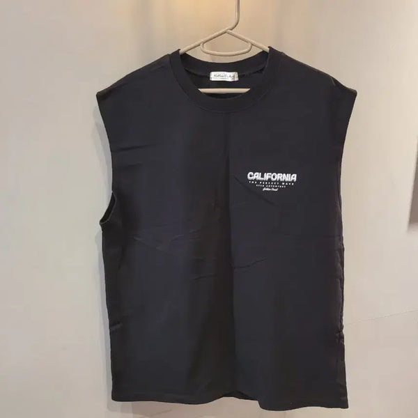 [BUNJANG] Men's California Printing Oversized Sleeveless Tank Top 2-Pack Bundle / 남성)캘리포니아 프린팅 오버핏 민소매나시2벌+일괄가격 (새상품105~ )