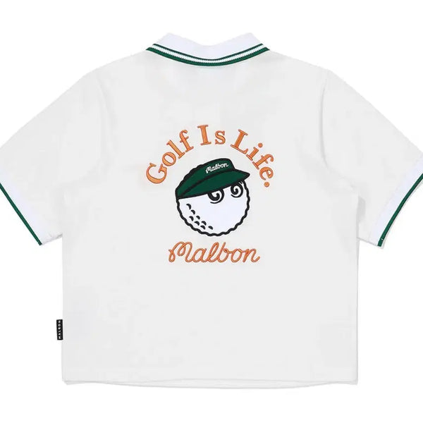 [BUNJANG] Malbon Golf 23 Women's Short Sleeve Polo T-Shirt XS / 말본 정품 골프 23년 여성 반팔 카라 티셔츠 XS