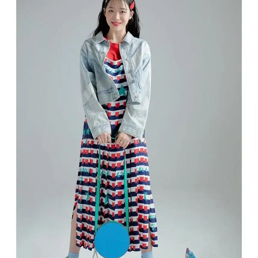 [BUNJANG] Lucky Chouette Pattern Long Dress Size 55 / 럭키슈에뜨 패턴 롱 원피스 55