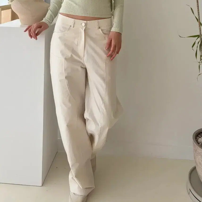 [BUNJANG] Work Cotton Cargo Pants (Slim Fit) / 워크 코튼팬츠 아이보리 베이지 네이비 슬림핏 카고