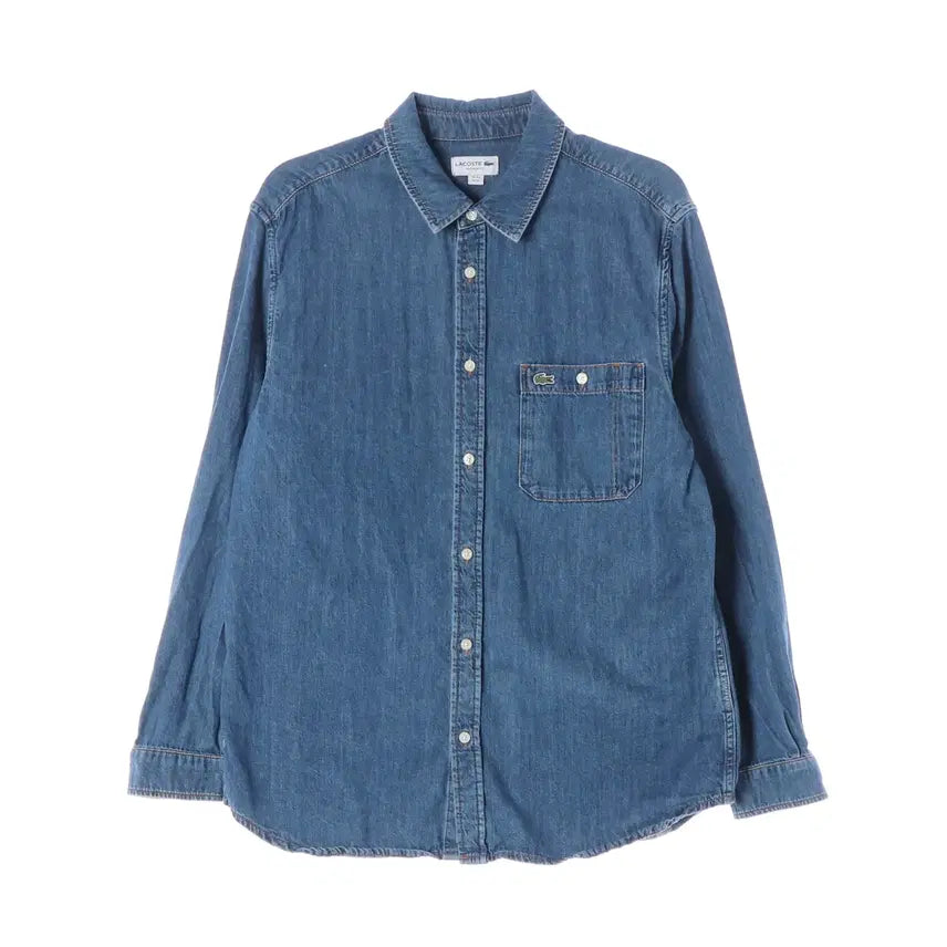 [BUNJANG] Lacoste 21FW Regular Fit Logo Embroidered Pocket Denim Shirt / 라코스테 21FW 레귤러핏 로고 자수 포켓 데님 셔츠