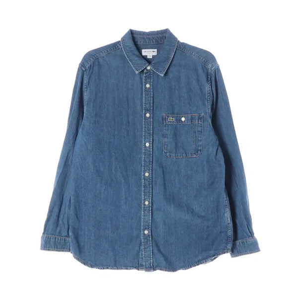 [BUNJANG] Lacoste 21FW Regular Fit Logo Embroidered Pocket Denim Shirt / 라코스테 21FW 레귤러핏 로고 자수 포켓 데님 셔츠