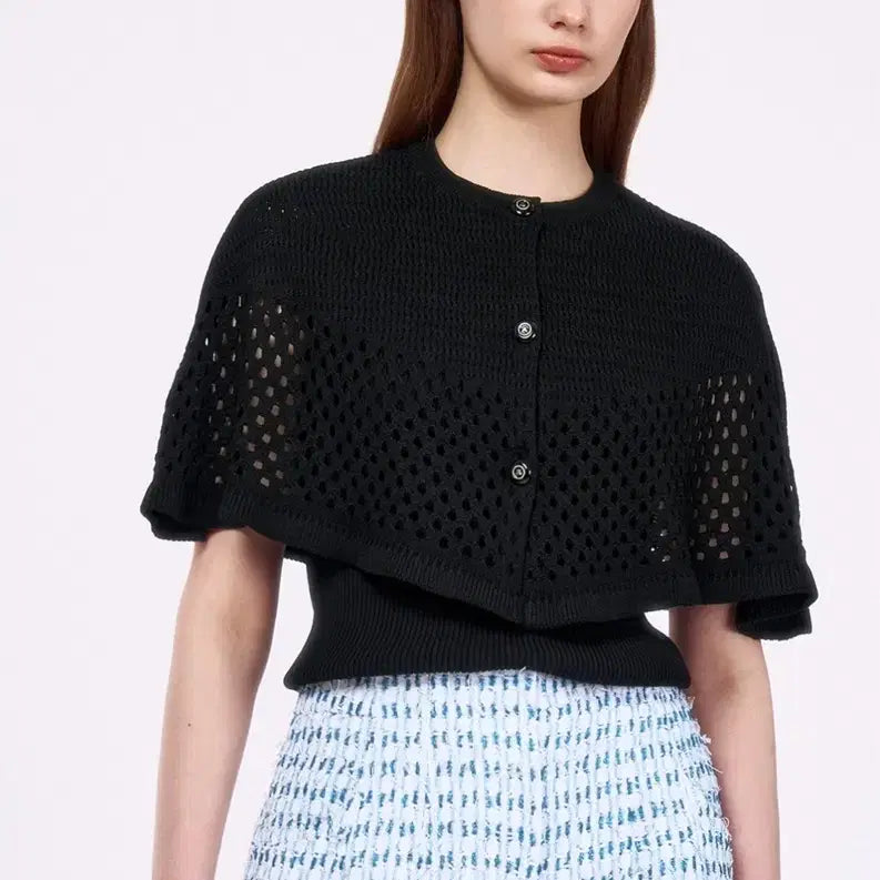 [BUNJANG] Lanvin Collection Openwork Crochet Knit Cape / 랑방컬렉션 오픈워크 크로셰 니트 케이프