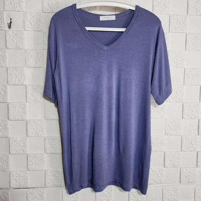 [BUNJANG] DDABONG Purple V-Neck Short-Sleeve T-Shirt / DDABONG 퍼플 브이넥 반팔 티셔츠