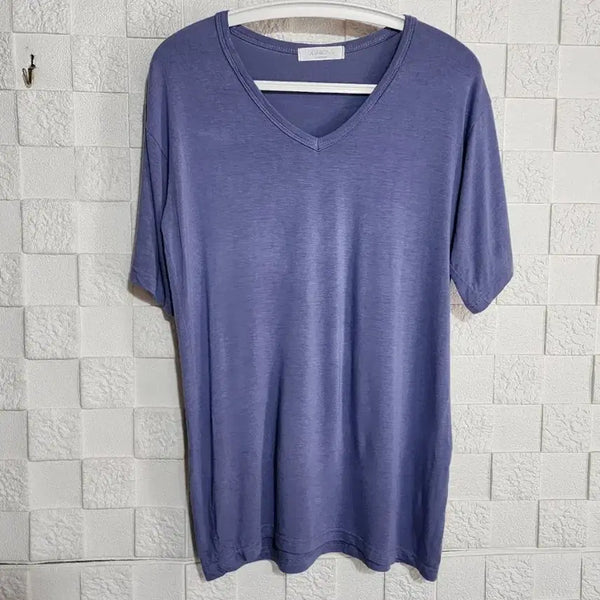 [BUNJANG] DDABONG Purple V-Neck Short-Sleeve T-Shirt / DDABONG 퍼플 브이넥 반팔 티셔츠