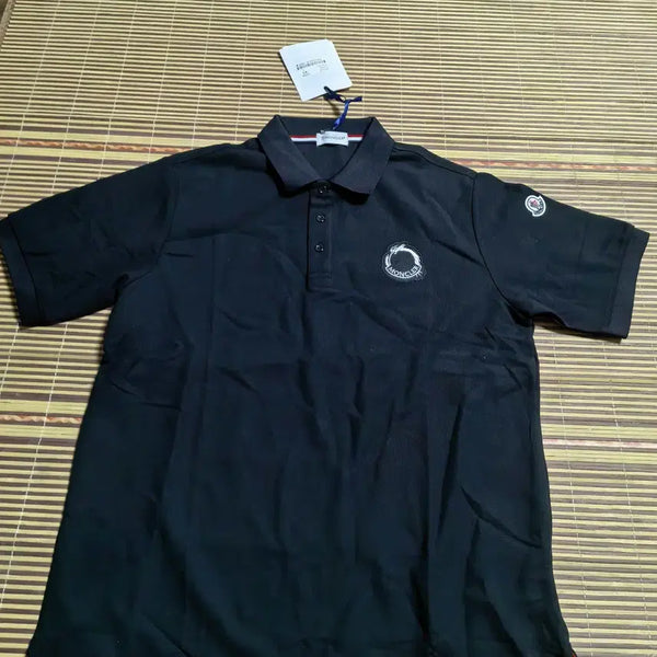 [BUNJANG] Moncler Logo Outline Cotton Pique Polo Shirt Black / 몽클레어 로고 아웃라인 코튼 피케 폴로 셔츠 블랙