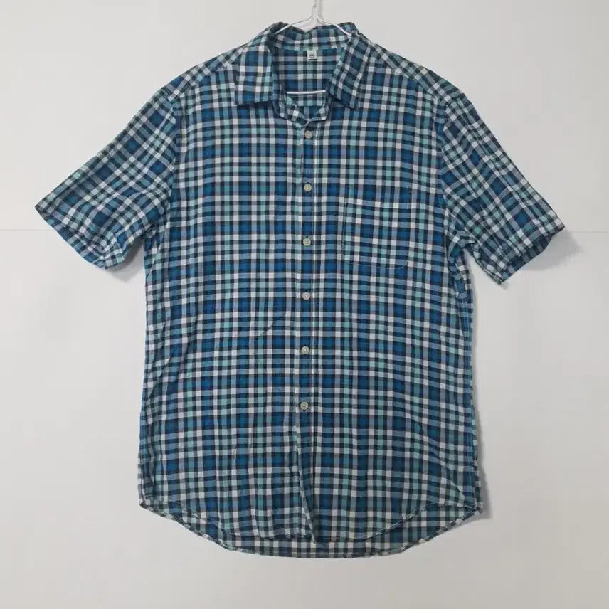 [BUNJANG] Men's Plaid Short-Sleeve Shirt / 체크무늬 반팔 셔츠 남성 0079