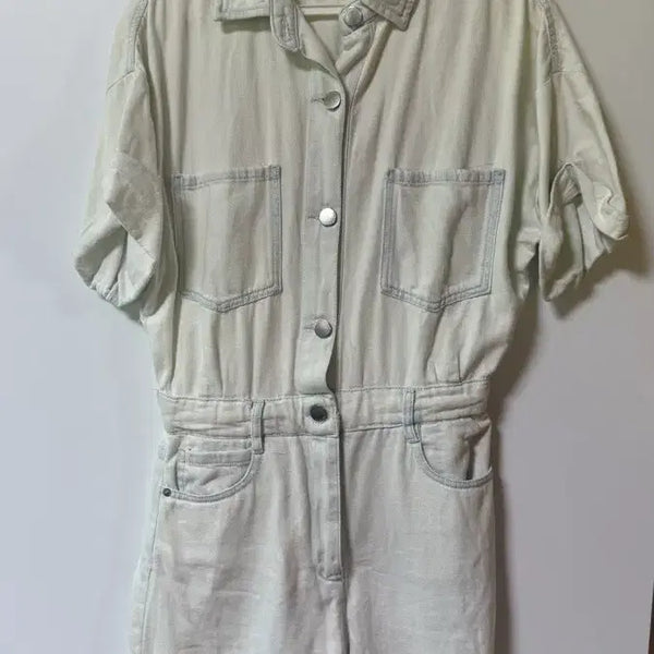 [BUNJANG] Zara Light Wash Roll-Up Jumpsuit M / 자라 연청 롤업 점프수트 M