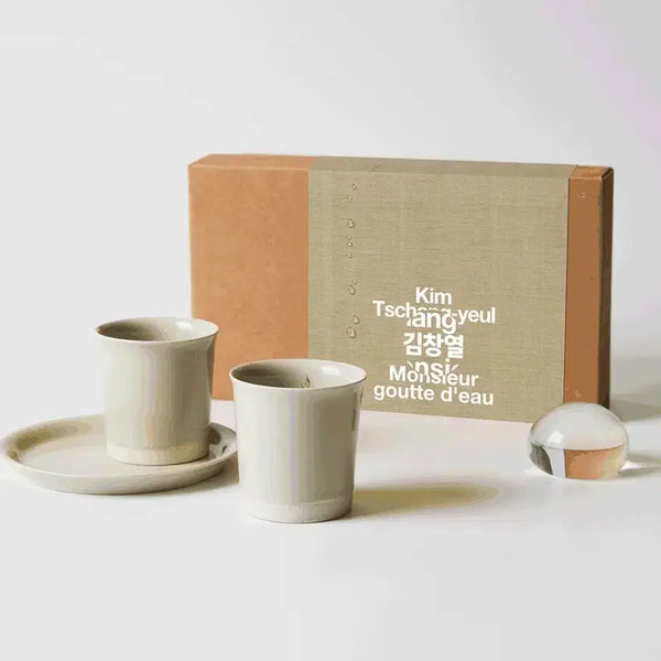 [BUNJANG] Kim Chang Yeol Monsieur Goutte d'Eau Plate and Cup Set / 김창열 Monsieur goutte d'eau 접시, 잔 세트