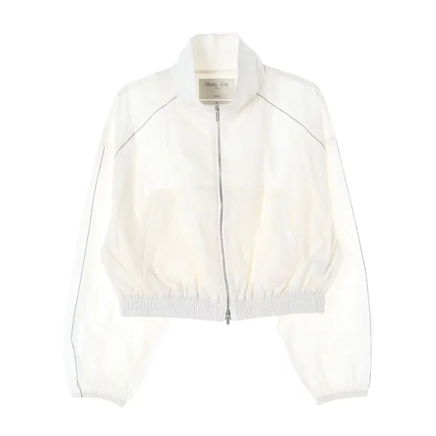 [BUNJANG] Matinkim 24FW Back Logo Coated Zip-up Jumper Jacket Windbreaker Ivory / 마뗑킴 24FW 백 로고 코팅 집업 점퍼 재킷 바람막이 아이보리